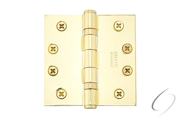 94014US3 4 x 4 in. Square Steel Heavy Duty Ball Bearing Hinges, Polished Brass