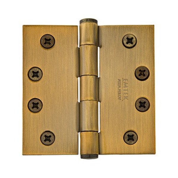 96214US3NL 4 x 4 in. Square Solid Brass Heavy Duty Hinges, Unlacquered Brass