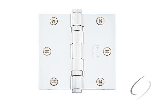 96414US26 4 x 4 in. Square Solid Brass Heavy Duty Ball Bearing Hinges, Polished Chrome