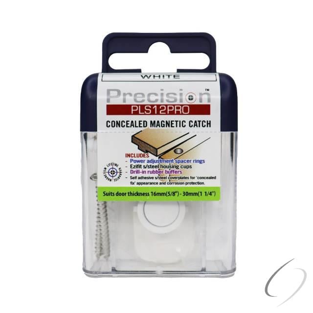 PLS12PRO-WHT Concealed Magnetic Catch with Adjustable Strength for 16 to 30 mm Door, White