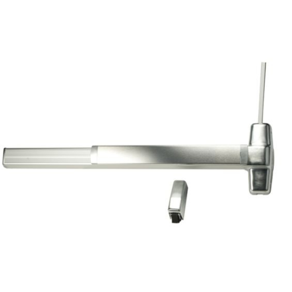 9927DTF26D3LBR 3 ft. Fire Rated Surface Vertical Rod Grooved Case Exit Device with Dummy Trim Less Bottom Rod - Satin Chrome Finish