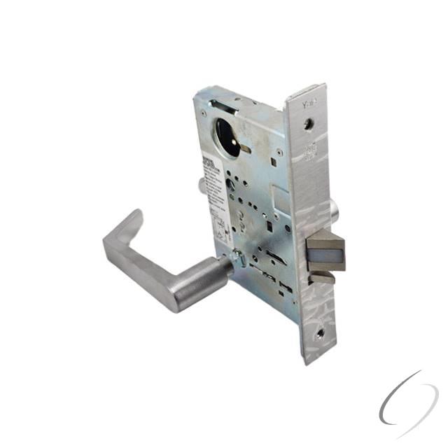 AUCN8805FL626 Storeroom Mortise Lock with Augusta Lever & Camden Escutcheon with E1R Para Keyway - Satin Chrome