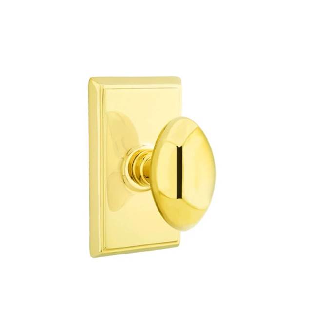 8121EUS3NL Egg Knob Passage with Rectangular Rose, Unlacquered Brass