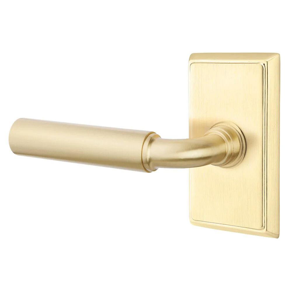 8121MNGUS4LH 2.37 in. Manning Lever Left Hand Backset Passage with Rectangular Rose for 1.25 in. to 2 in. Door, Satin Brass