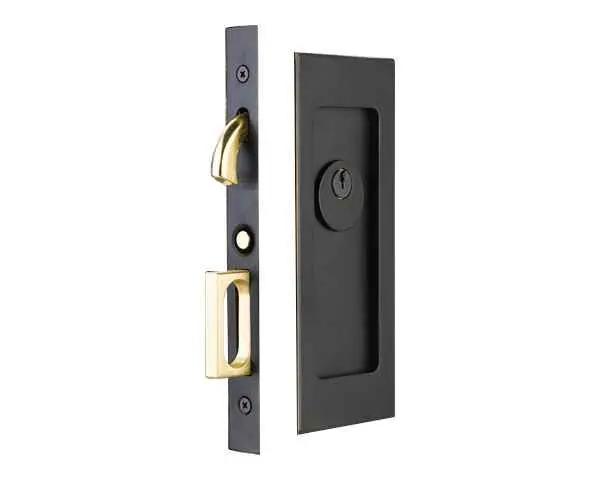 2115US19112 Modern Rectangular Privacy Pocket Door Mortise Lock for 1.5 in. Door, Flat Black