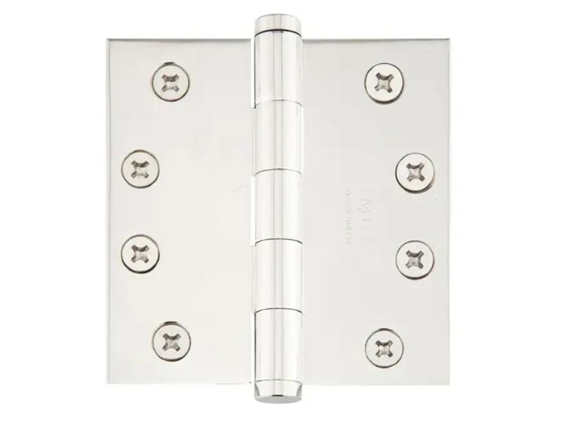 92014US14 4 x 4 in. Square Steel Heavy Duty Hinge, Bright Nickel