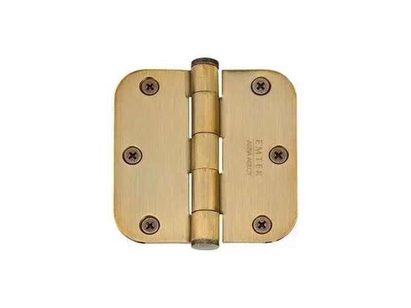 96233US14 3.5 x 3.5 x 0.62 in. Radius Solid Brass Heavy Duty Hinge, Bright Nickel