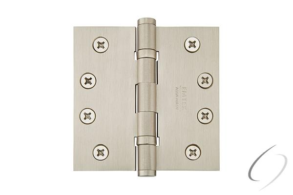 96414US15 4 x 4 in. Square Solid Brass Heavy Duty Ball Bearing Hinge, Satin Nickel