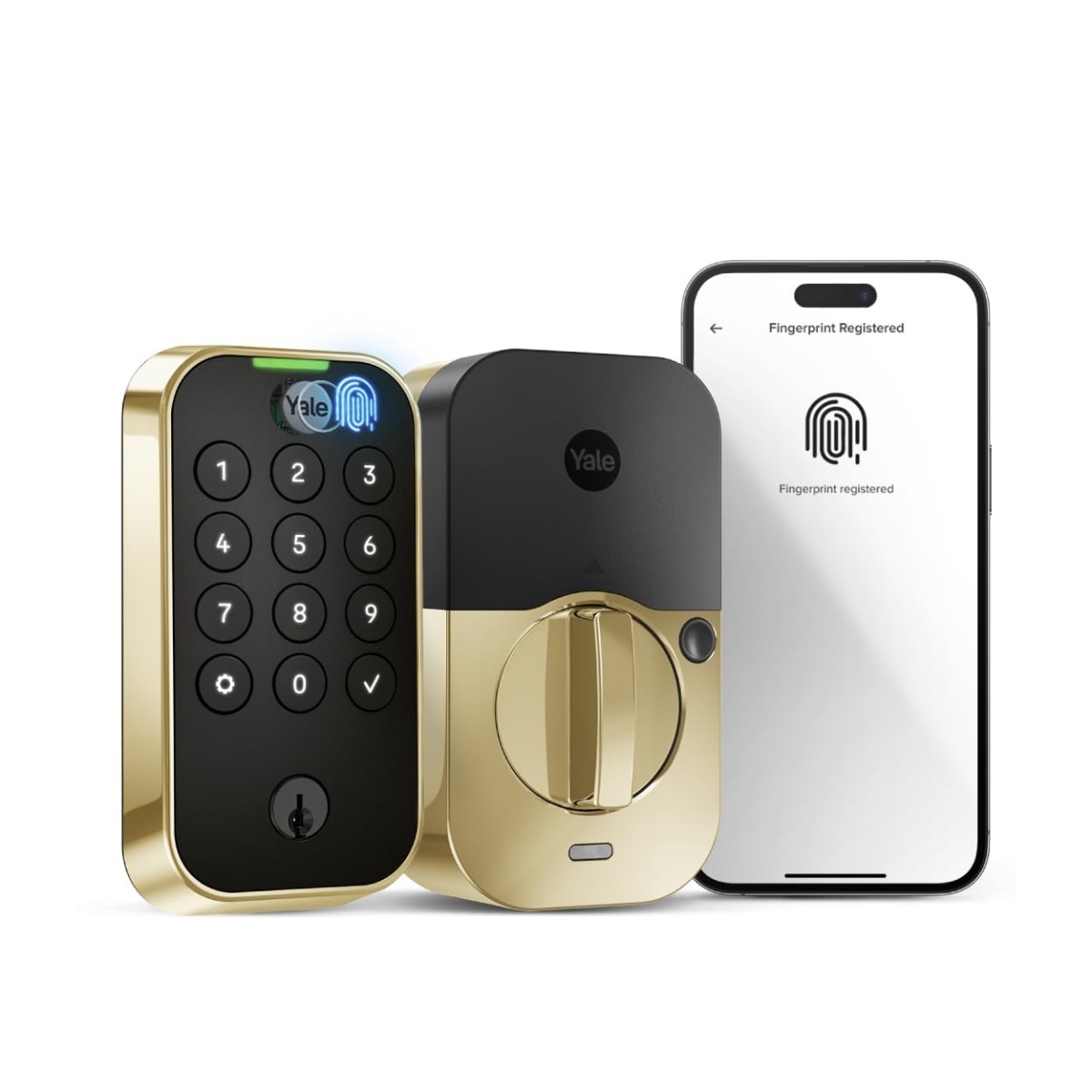YRD410FBLEP05 Assure Lock 2 Touch Keypad with Bluetooth Biometric Deadbolt, Lifetime Brass
