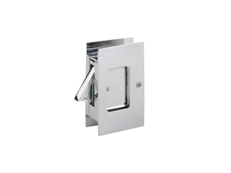2107US26 Modern Rectangular Passage Pocket Door Lock for 1.37 to 1.75 in. Door, Polished Chrome