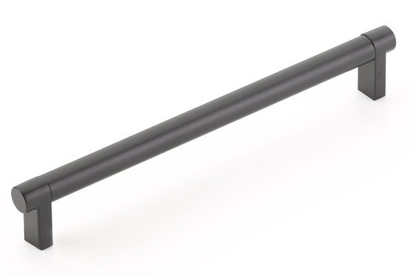 84056.RECUS19.SMUS19 8 in. Center to Center Rectangular Stem Smooth Cabinet Pull, Flat Black & Satin Nickel