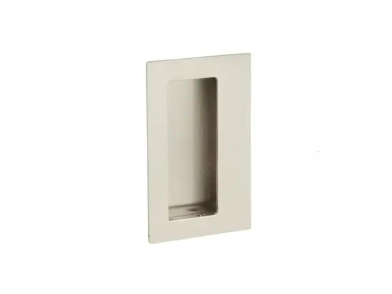 222350US15 2.5 x 4 in. Rectangular Flush Pull with Offset Pocket, Satin Nickel
