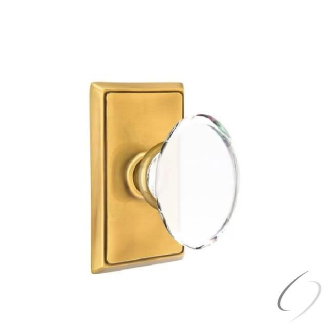 8121HTUS7 2.37 in. Hampton Backset Passage Glass Knob with Rectangular Rose for 1.25 in. to 2 in. Door - French Antique Brass