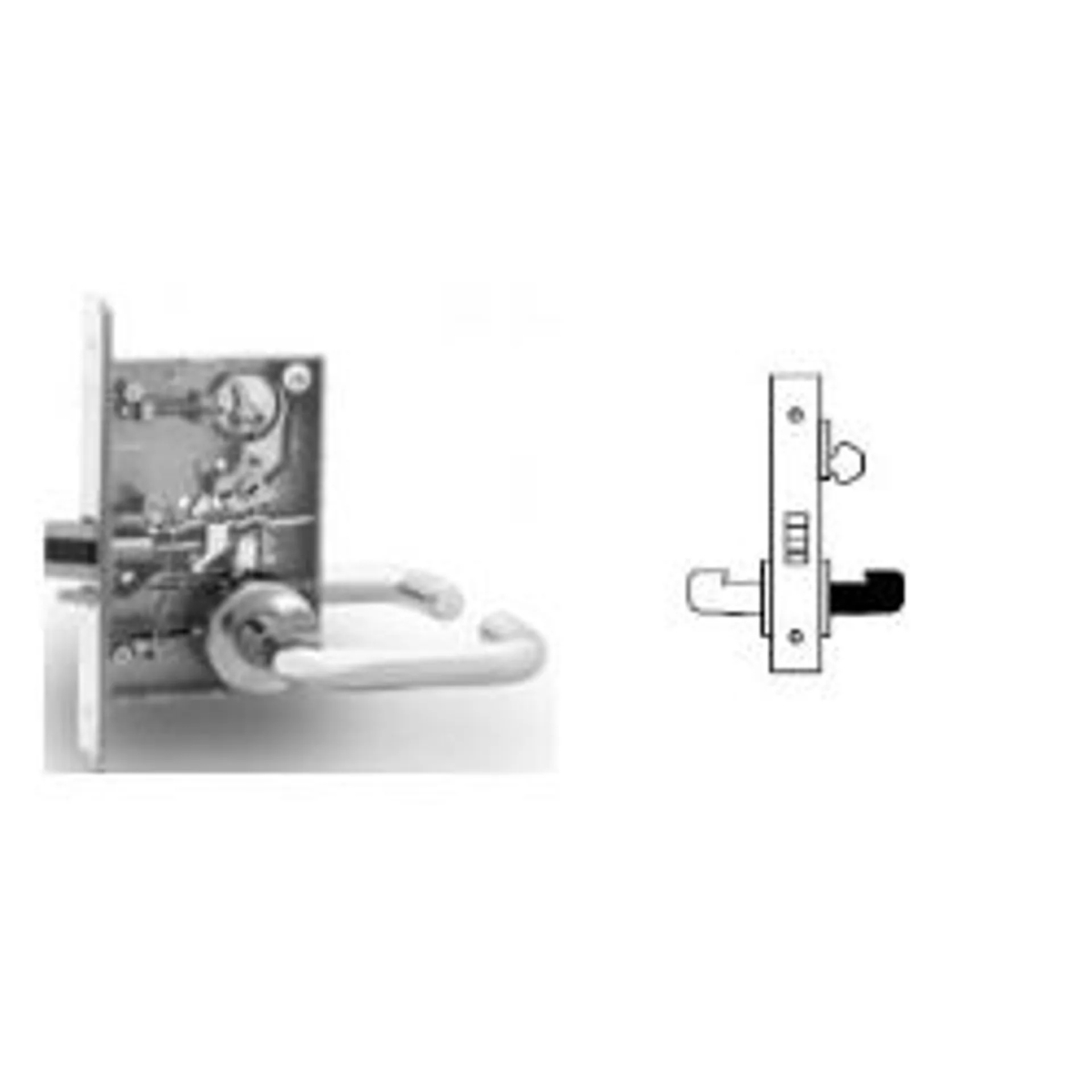 638255LNJ26D Entry Mortise Lock with J Lever & LN Rose, Large Format IC Core LA Keyway - Satin Chrome