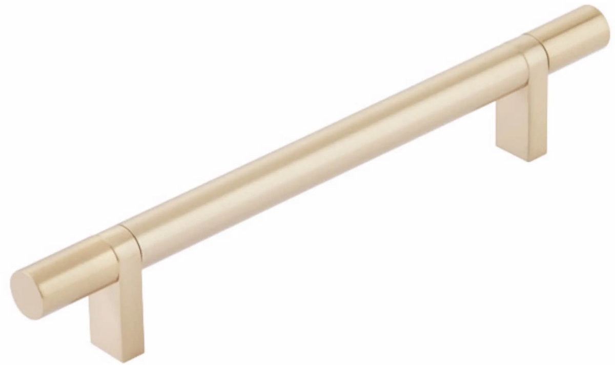 84155.RCBUS4.SMUS4 6 in. Center-to-Center Select Cabinet Pull with Rectangular Bar Stem & Smooth Bar - Satin Brass
