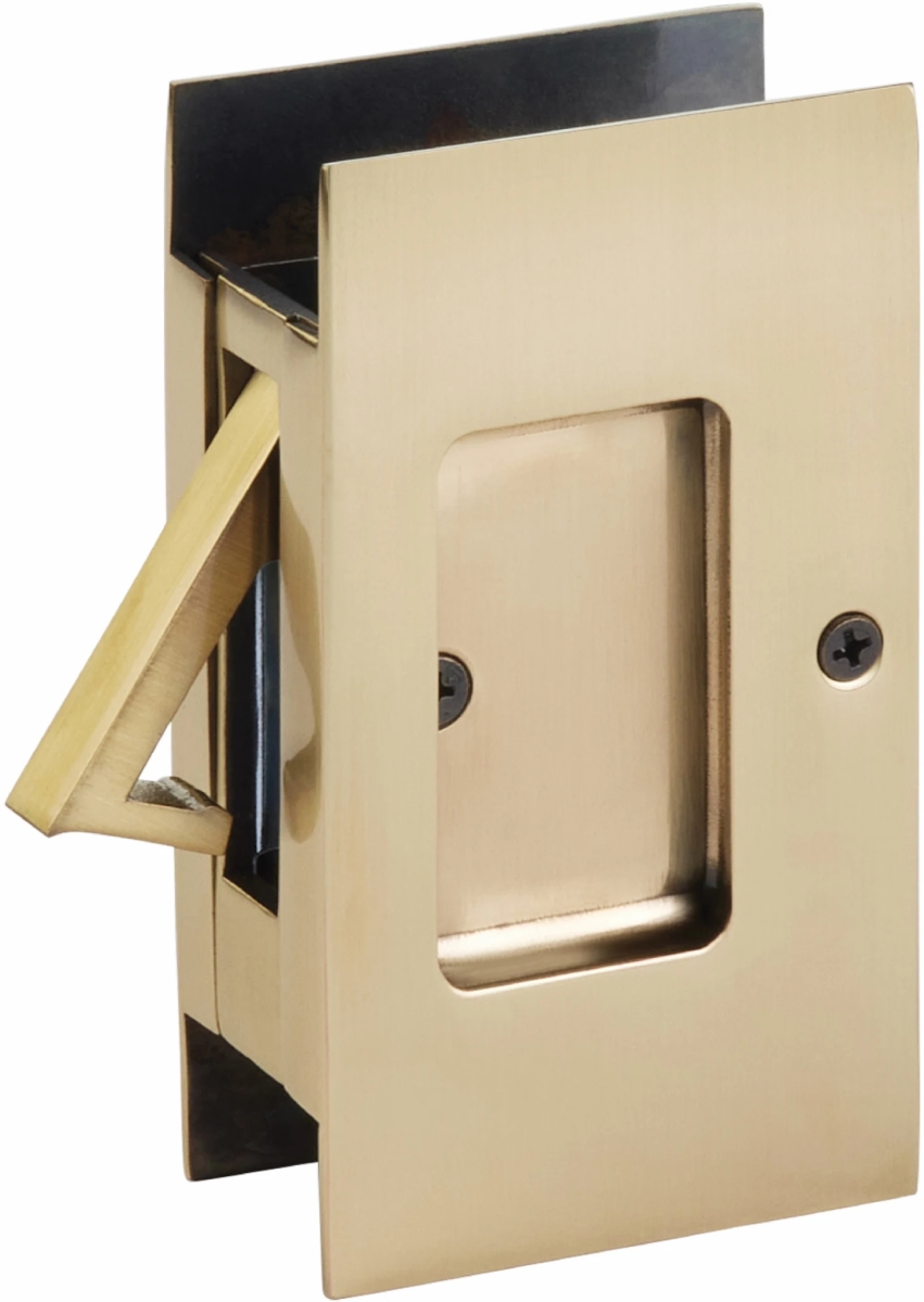 2107US7 Modern Rectangular Passage Pocket Door Lock for 1.37 in. to 1.75 in. Door - French Antique Brass