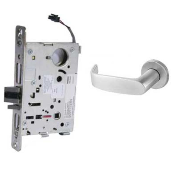 70827112VLNL26D 0.75 in. 12V Fail Secure Electro Mechanical Single Cylinder Mortise Lock with L Lever & LN Rose with 70 Option, Satin Chrome