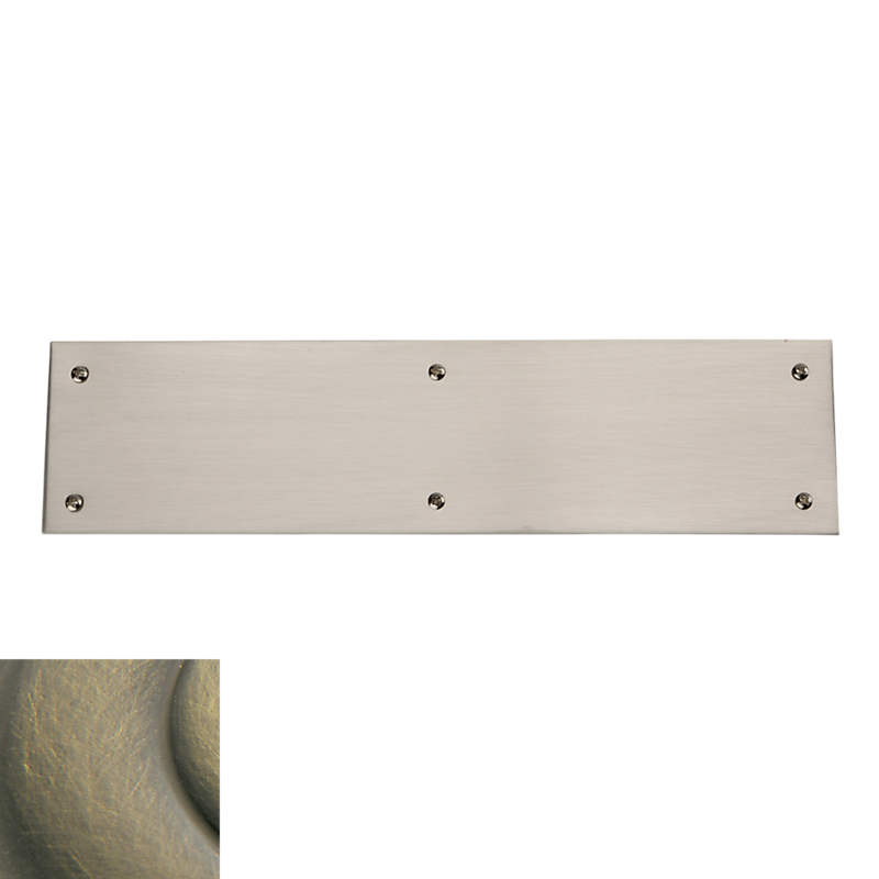Picture of Baldwin 2121050 3 x 12 in. Round Corner Push Plate&#44; Satin Brass & Black