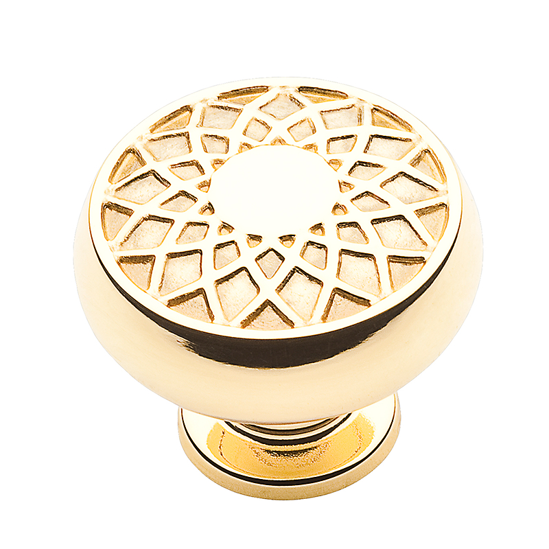Picture of Baldwin 4636030 1.27 in. Couture Mushroom Cabinet Knob&#44; Polished Brass