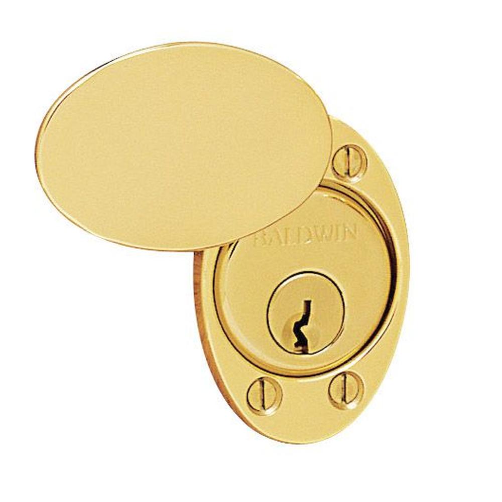 Picture of Baldwin 6755031 Oval Cylinder Lock Cover Plate&#44; Non Lacquered Brass