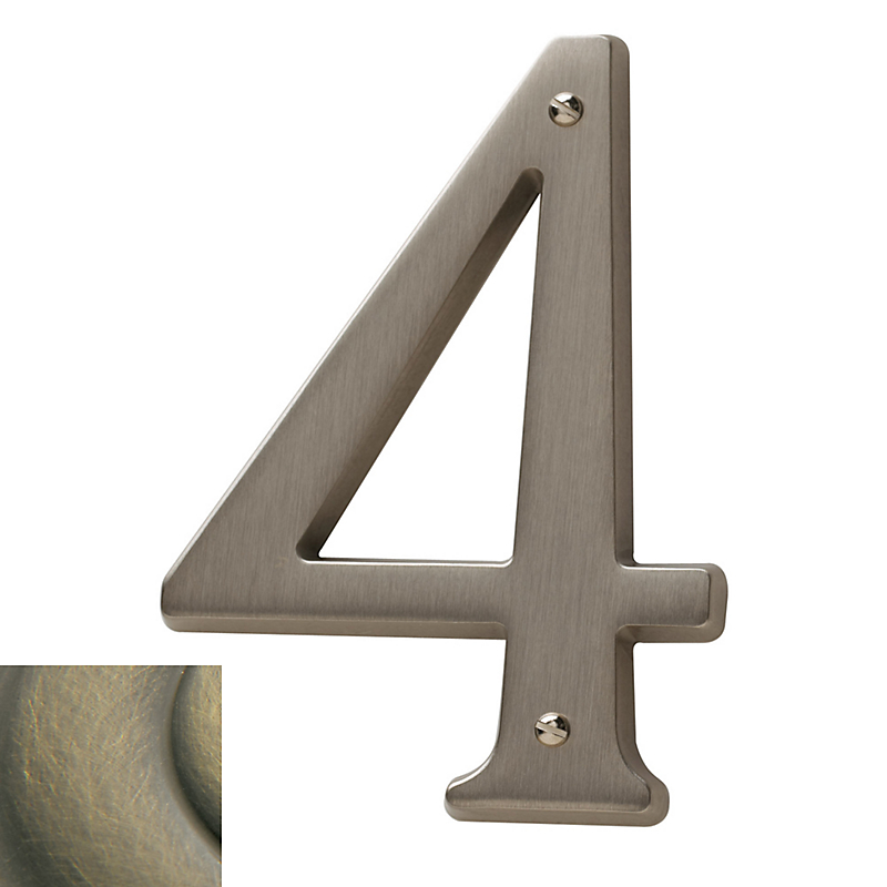 Picture of Baldwin 90674050 CD House Number 4&#44; Satin Brass & Black