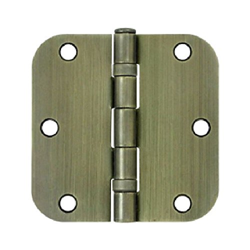 S35R5BB5 3.5 x 3.5 x 0.62 in. Radius Hinge Ball Bearing Steel, Antique Brass