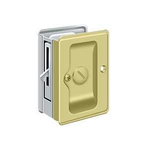 Hd Pocket Lock, Adj, 3-1/4" X 2 1/4" Priv Bright Brass X Bright Chrome