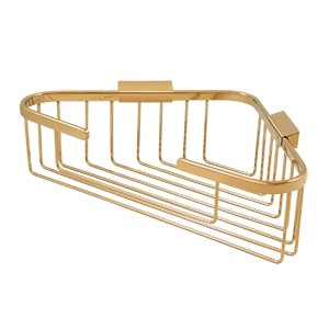 WBC1310CR003 13 in. Triangular Corner Brass Wire Basket, PVD Polished Brass