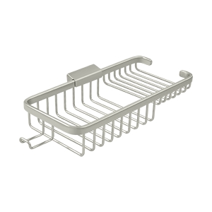 Picture of Deltana WBR1051HU15 10 in. Rectangular Deep & Shallow Corner Brass Wire Basket with Hook, Brushed Nickel