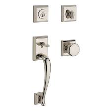 Picture of Baldwin SCNAPXROUTSR141 Single Cylinder Keyed Entry Handleset with Traditional Square Rose&#44; Polished Nickel