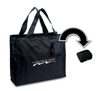 18.5 x 18 x 6 in. Compact Foldable Tote Bag - Black