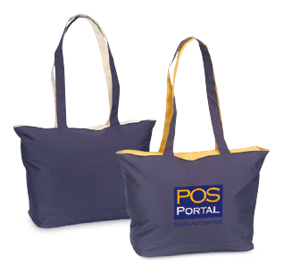 23 x 14 x 8 in. Zippered Tote Bag, Navy Blue - Large
