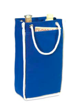 8 x 13 x 3.75 in. Double Bottle Tote Bag - Royal Blue