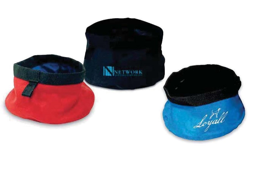 7.5 x 4 in. Travel Pet Foldable Bowl Bag - Black, Blue & Red
