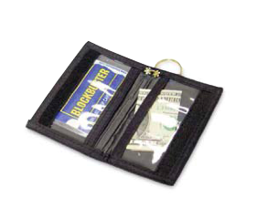 4 x 3 in. Bi-Fold ID Wallet with Ring - Black, Blue & Red