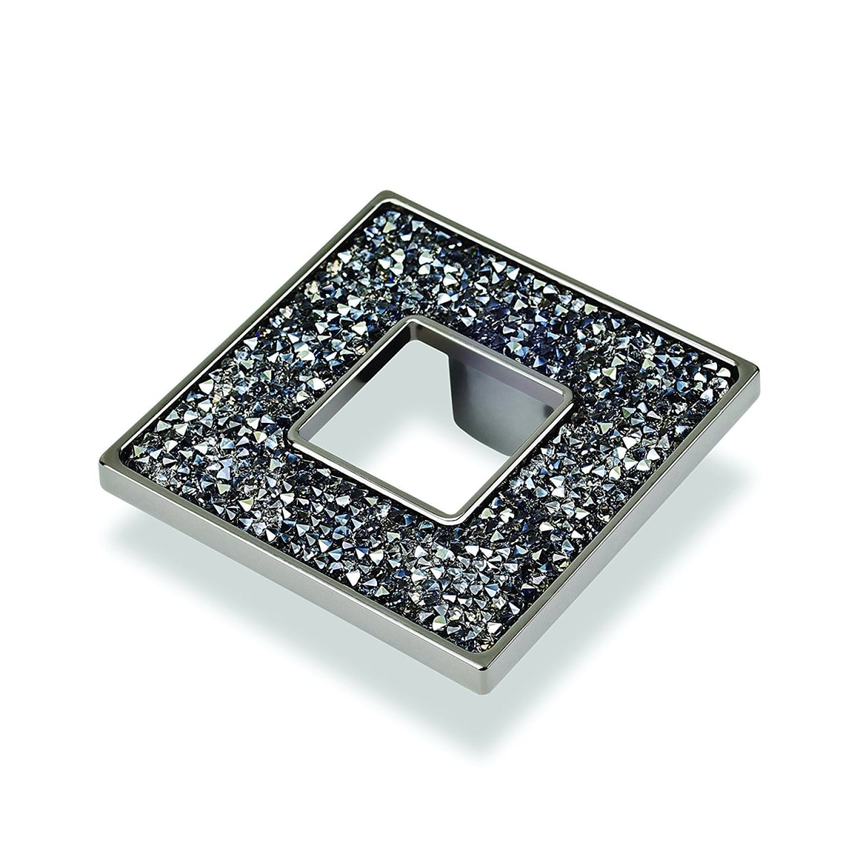 Square Knob with Hole, Black & Blue