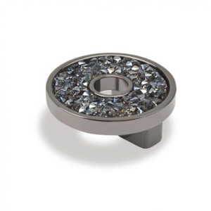 P2084.33NSWABB 1.25 in. Small Round Crystal Knob with Hole Swarovski, Black & Blue