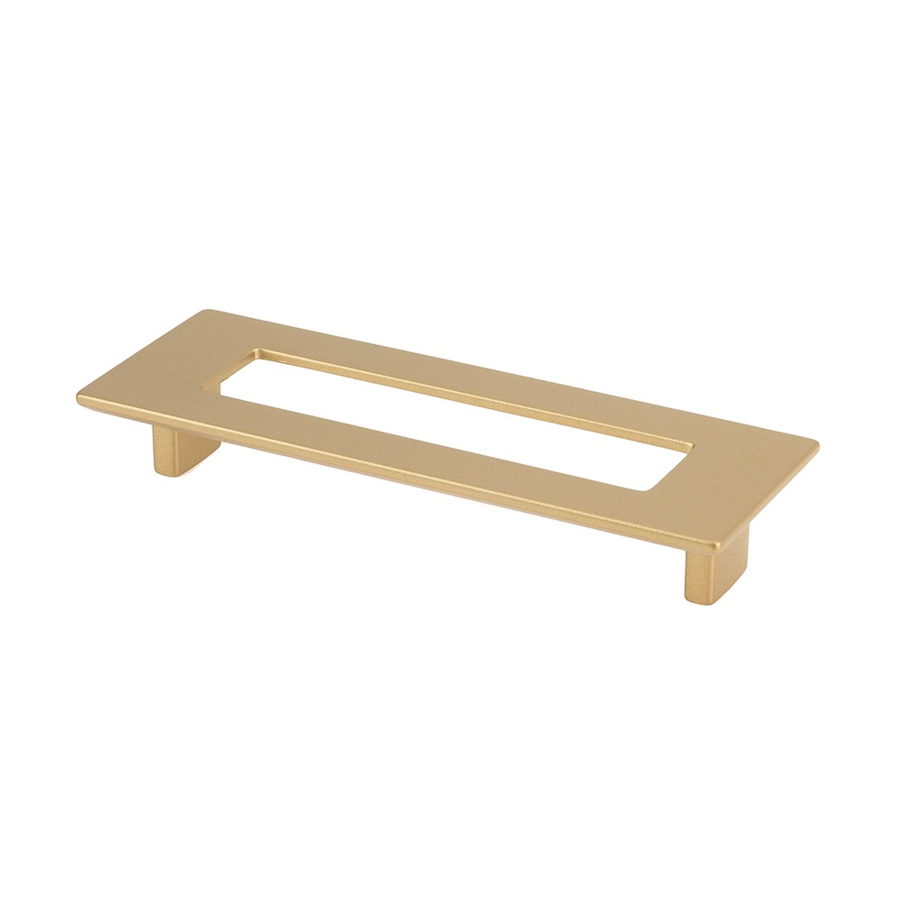 8-107001280903 128 mm Rectangular Slotted Cabinet Pull with Hole - Matte Brass