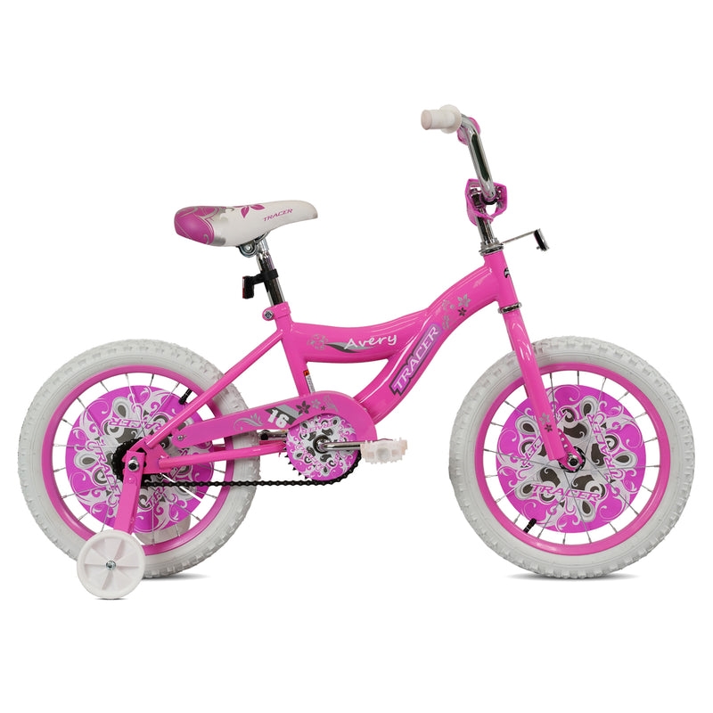 Avery 16 Inch Kids Bikes with Training Wheels - Pink
