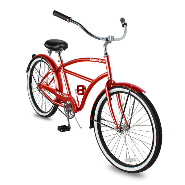 TAHA 7-M-RED 26 in. Taha 7 Speed Beach Cruiser Bikes for Men, Red