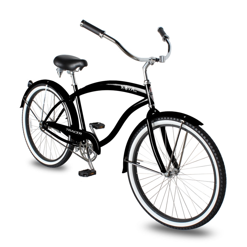 Nova 26 Inch Beach Cruiser Bikes Single Speed with Fenders for Men, Black