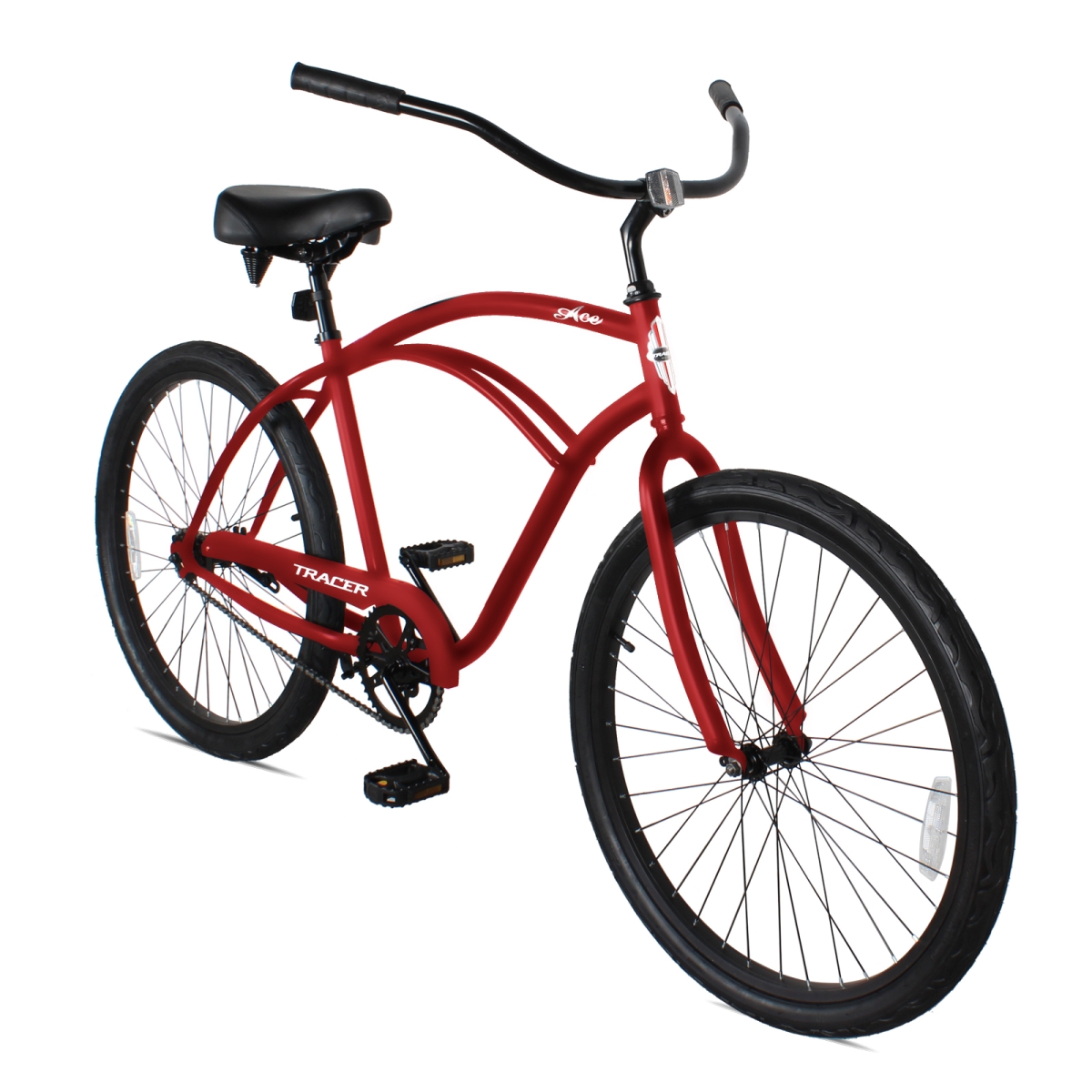 Ace 26 Inch Beach Cruiser Bikes Single Speed with Coaster Brake for Men - Red