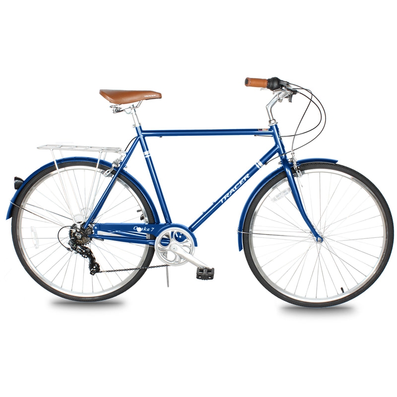 Osaka 700C 7 Speed 53cm Hybrid City Bikes for Men, Midnight Blue