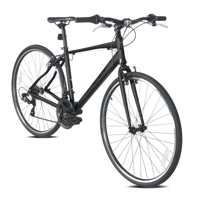 Braver 700C 21 Speed Hybrid Aluminum Road Bike - Large-Matte Black