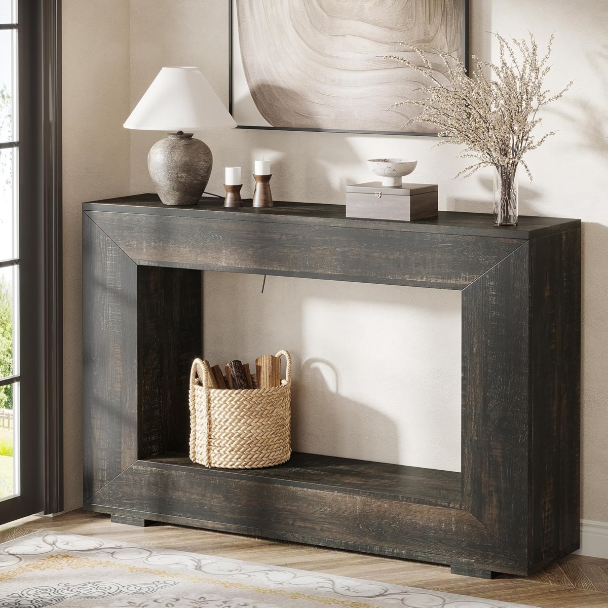 Farmhouse Console Table - Vintage Black - 47 in. - Stylish Storage Solution