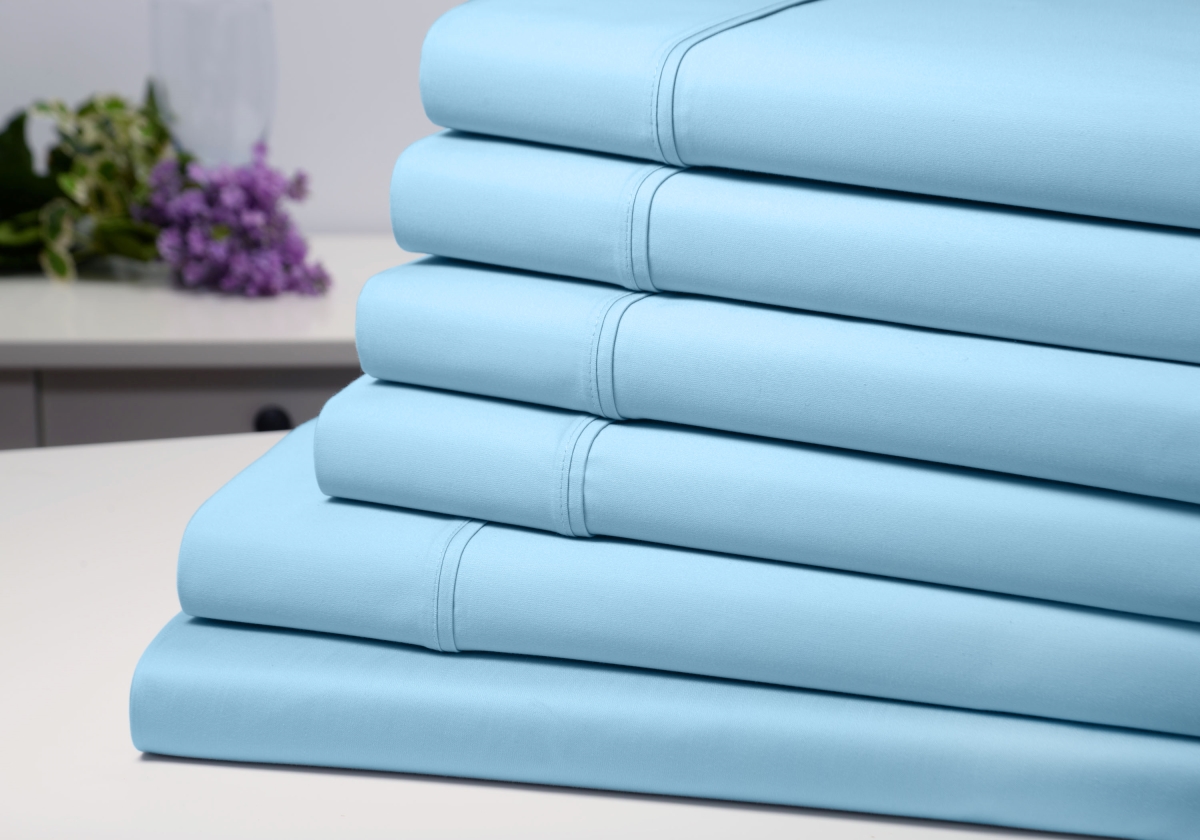 Picture of Bamboo Comfort 1300FLSB 6 Piece Solid Sheet Set&#44; Sky Blue - Full
