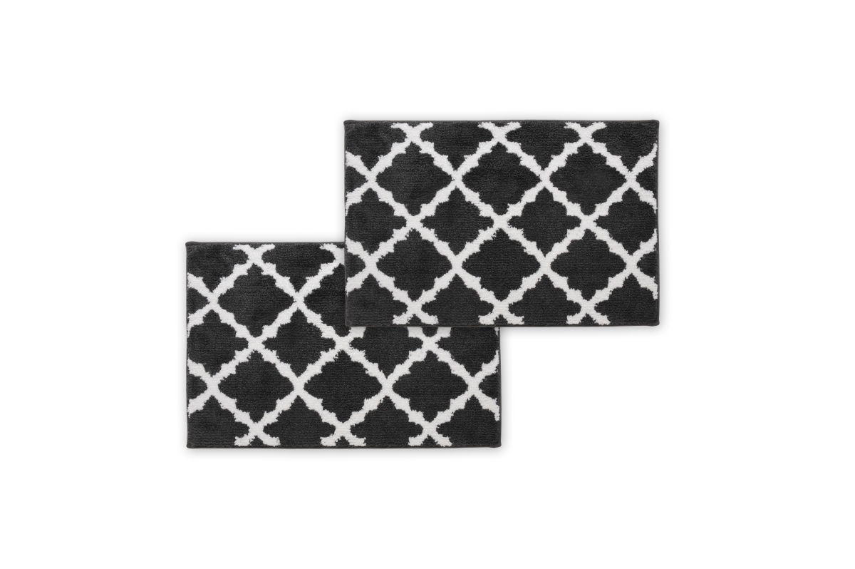 Picture of Bibb Home 50442PKGR 17 x 24 in. Trellis Micro Shag Bath Rug&#44; Gray - Pack of 2