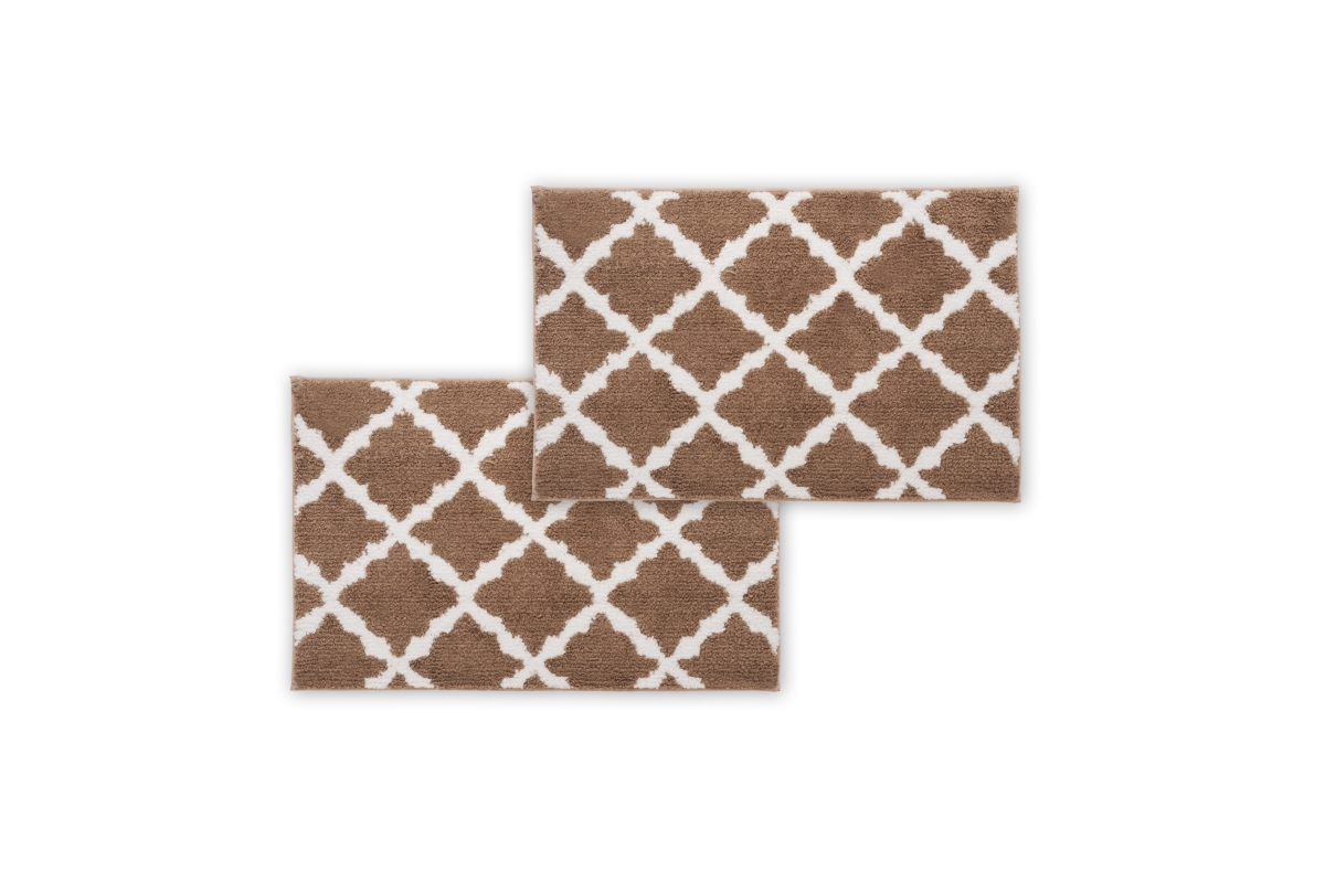 Picture of Bibb Home 50442PKTP 17 x 24 in. Trellis Micro Shag Bath Rug&#44; Taupe - Pack of 2