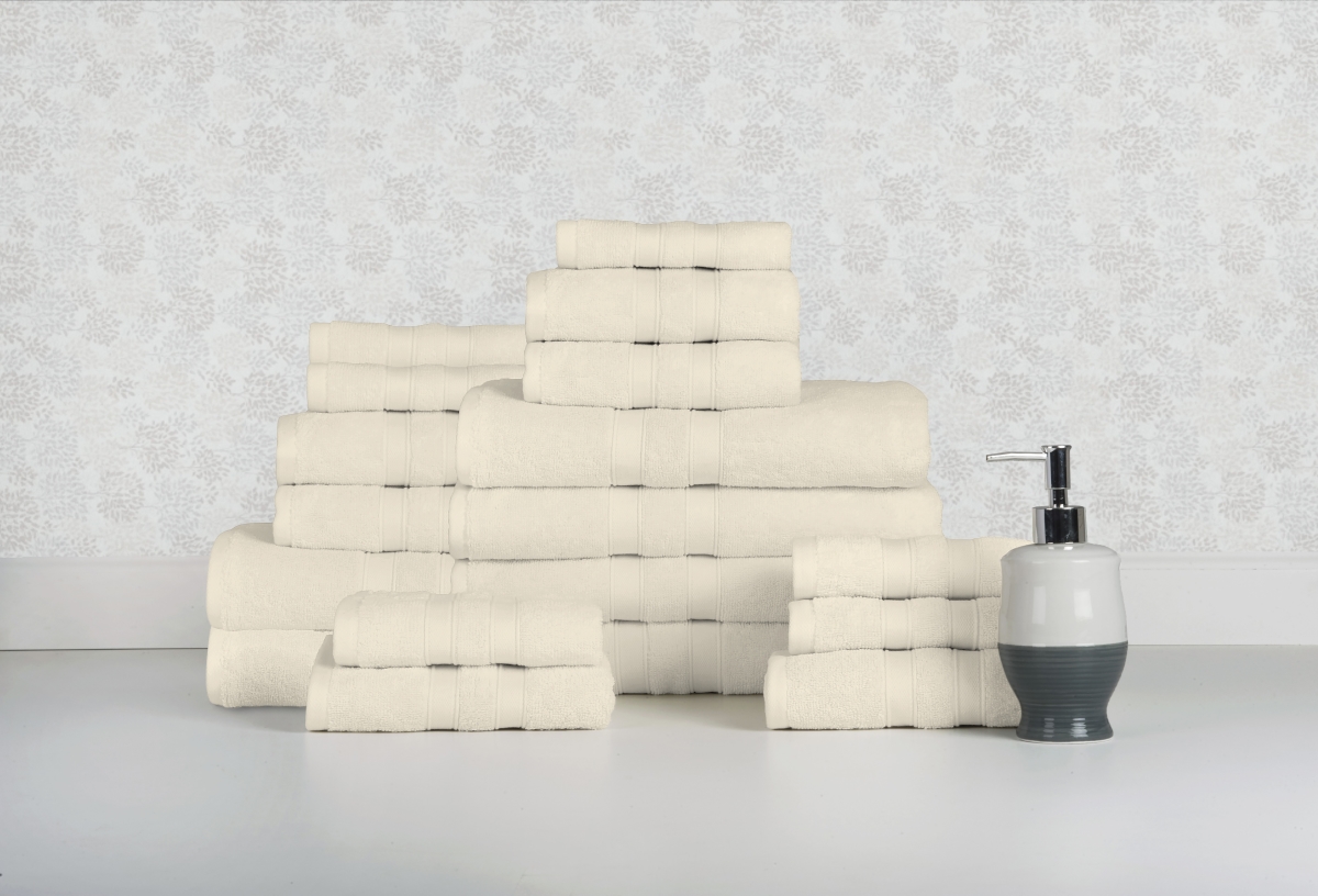 18PCTOWSOLIV 18 Piece Egyptian Cotton Bath Towel Set, Solid Ivory - One Size