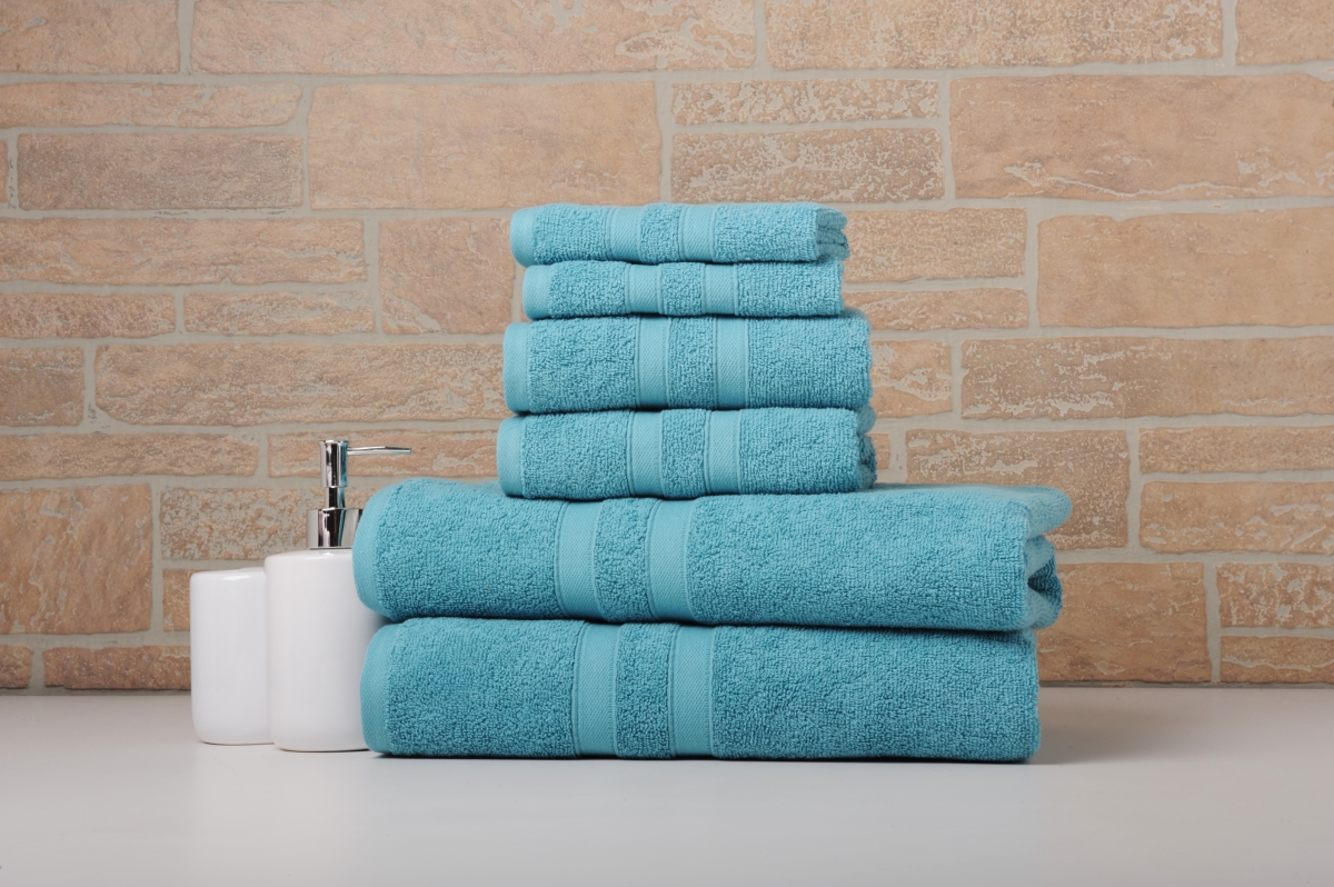 Egyptian Cotton Bath Towel Set - Solid Teal - 6 Piece - Luxurious Absorbency